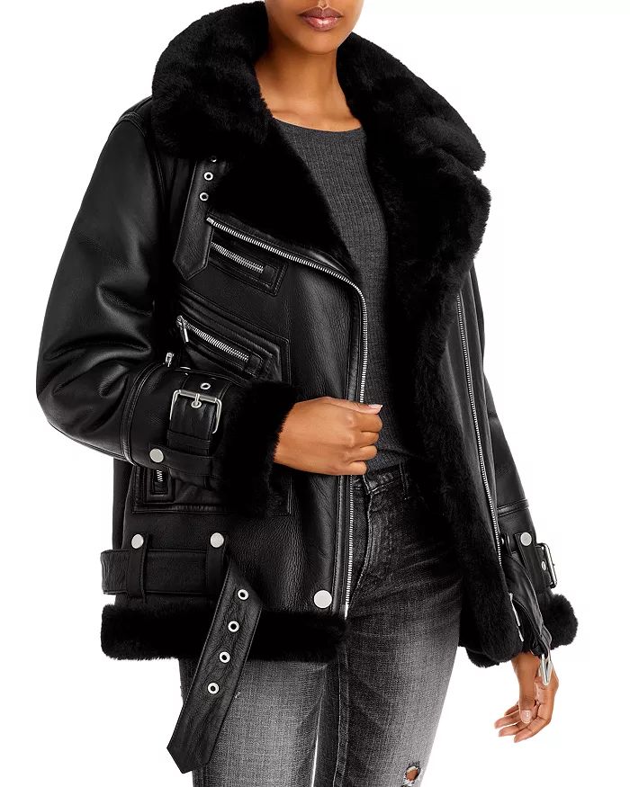 Moya Leather & Shearling Trim Jacket | Bloomingdale's (US)