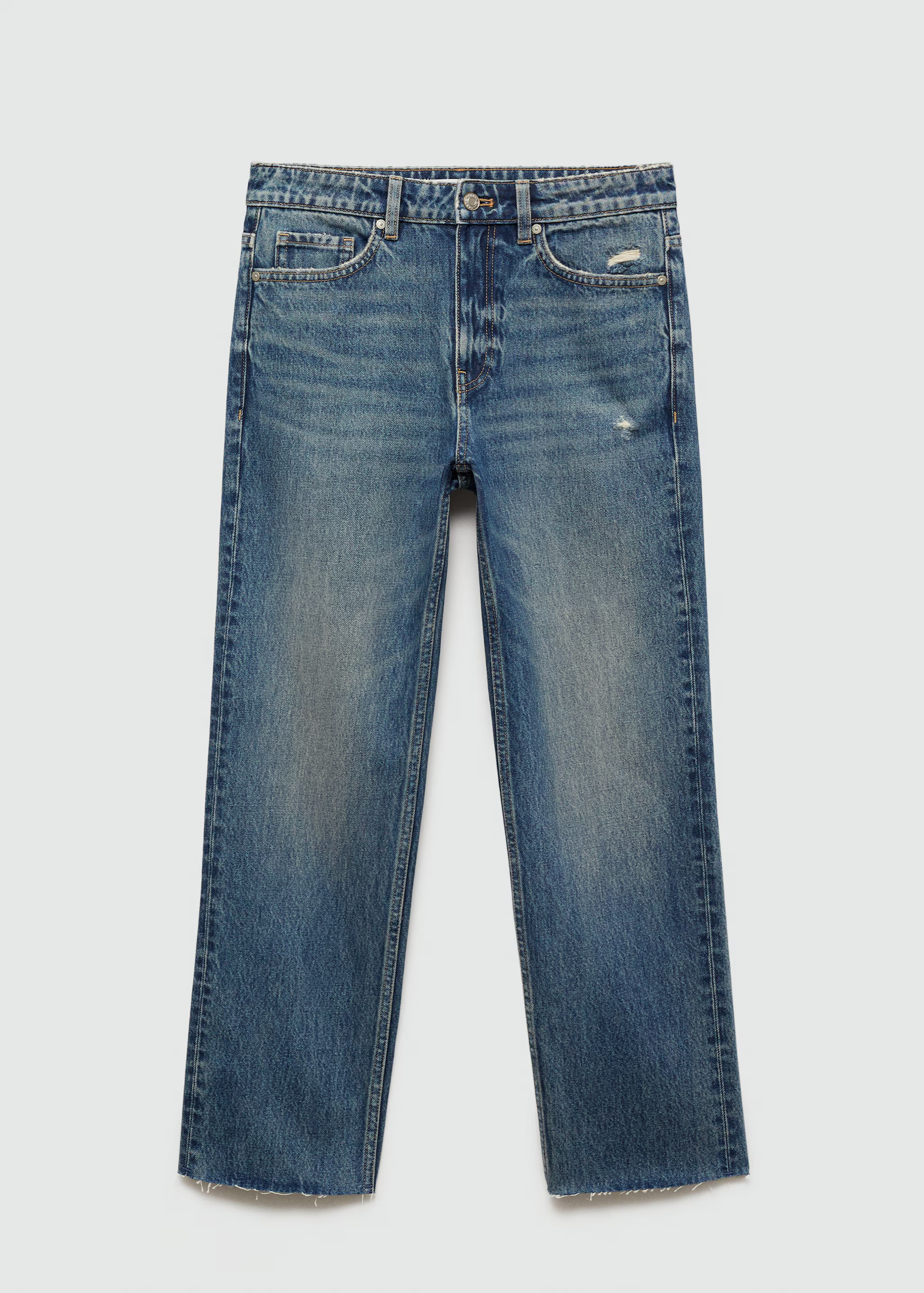 Blanca straight-fit cropped jeans - Woman | MANGO United Kingdom | MANGO (UK)