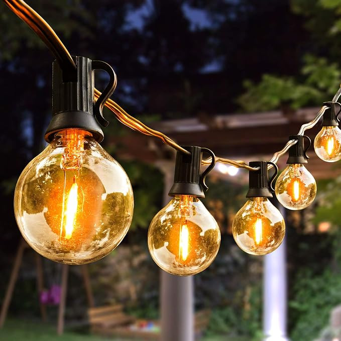 Outdoor String Lights,100ft with 62 Dimmable G40 LED Clear Bulbs UL Approval Waterproof Globe Str... | Amazon (US)