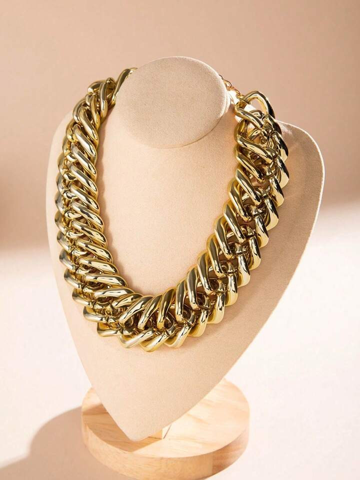 1pc Vintage Punk Retro Style Metal Chain Necklace, Personality Retro Chunky Chain Choker Necklace... | SHEIN