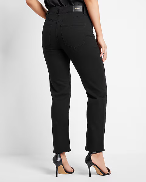 High Waisted Black Straight Ankle Jeans | Express
