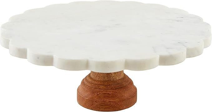 Mud Pie Scalloped Marble Cake Stand, White, 12" dia | Amazon (US)