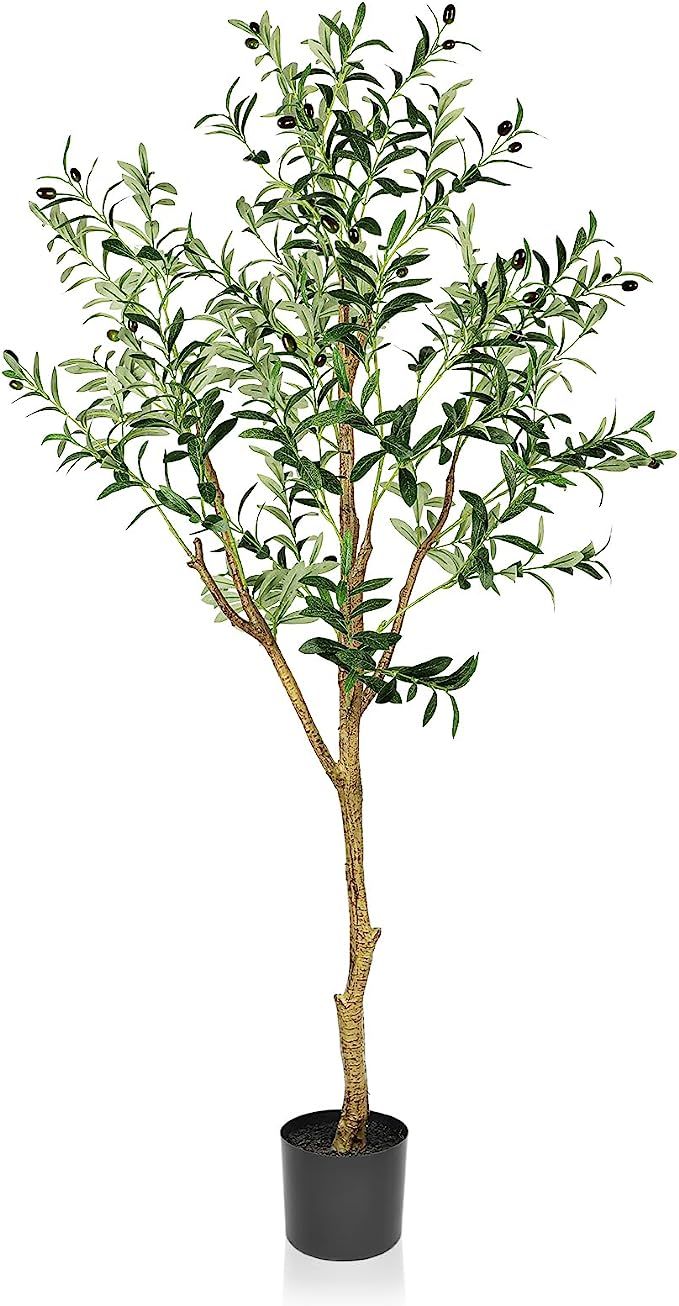 YOLEO 5.5FT Artificial Olive Tree Tall Faux Potted Olive Tree with Lifelike Olive Leaves Fake Sil... | Amazon (UK)