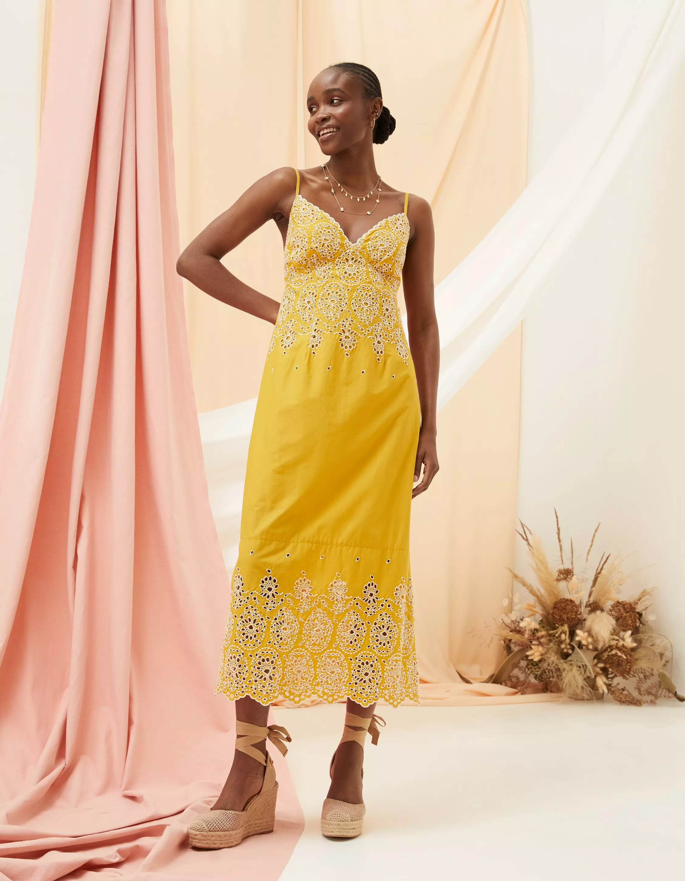 Daisy Broderie Midi Dress | Fat Face (UK&IE)