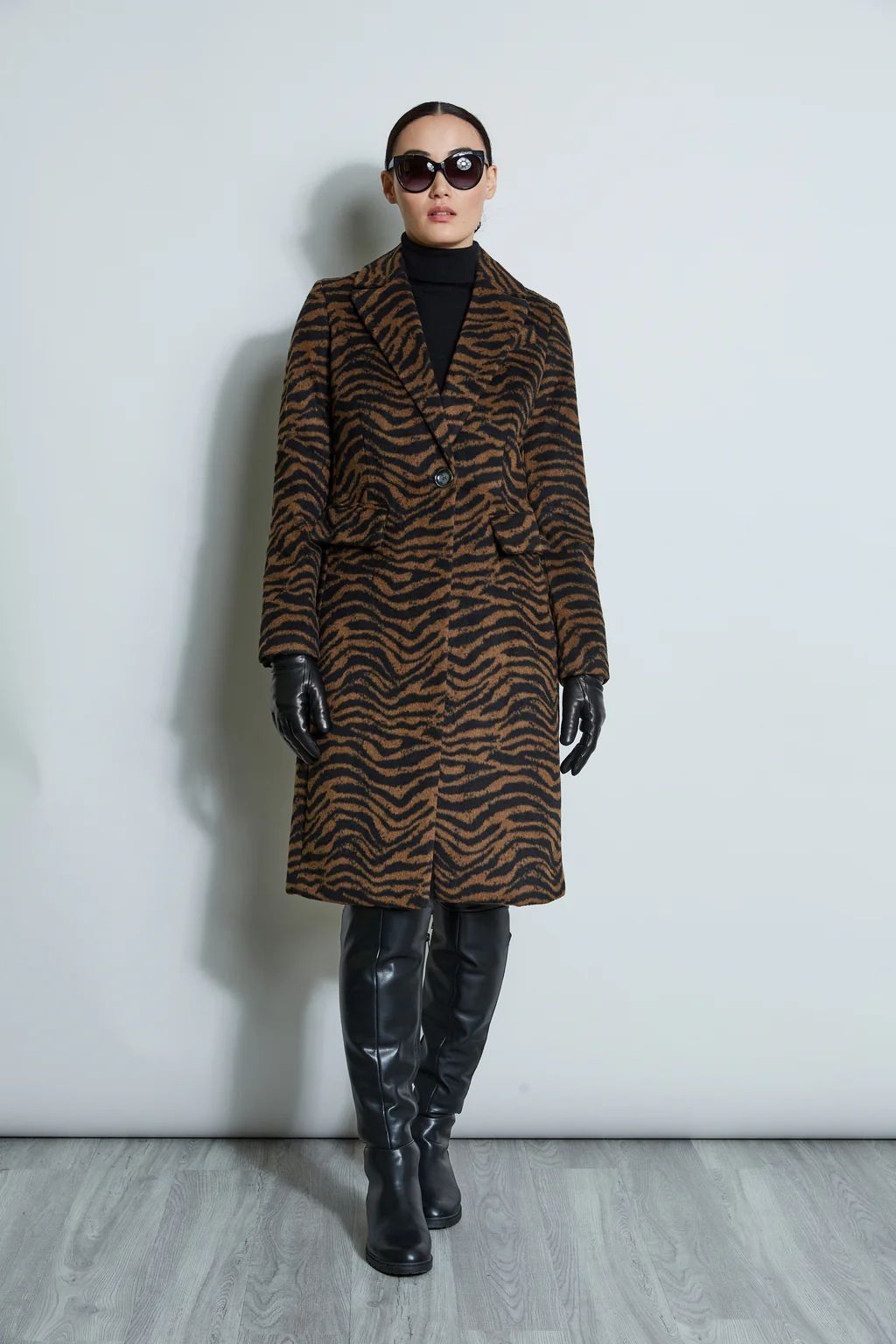 Tahari Zebra Wool Blend Coat | Elie Tahari