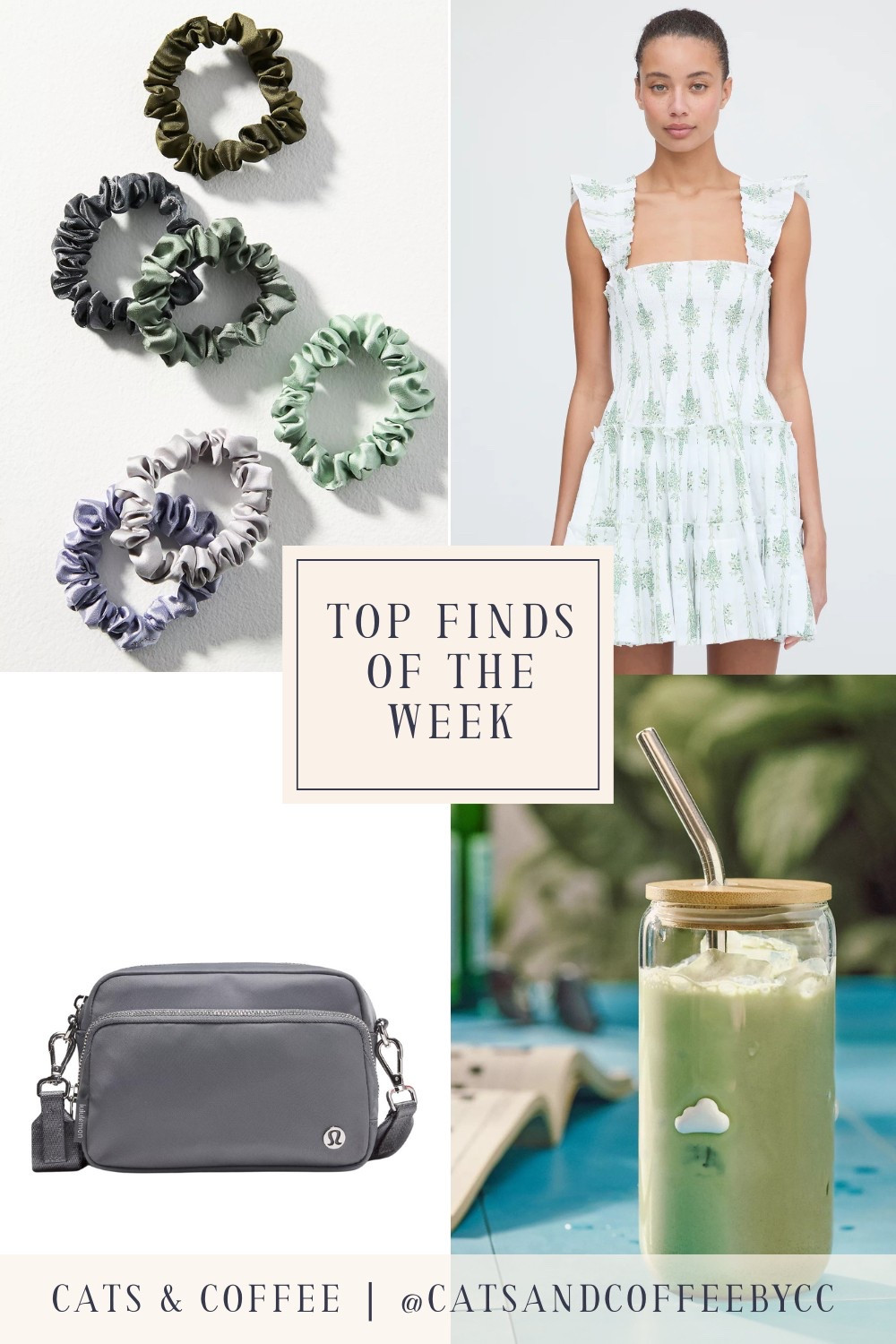 Friday Favorites 🎉💚 Four Top Finds of the Week: sweet satin scrunchies with a secure hold from Anthropologie, the perfect mini spring Nap Dress from Hill House (size up in this style), a handy Lululemon crossbody bag for daily life (I have a smaller version which I love, but these compartments are calling my name!), and, lastly, just for fun -- a cute glass coffee cup from Anthropologie, to add a little whimsy to your summer drinks! 

#LTKSeasonal #LTKItBag #LTKPetite