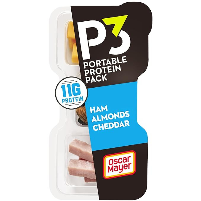 P3 Portable Protein Snack Pack, Ham, Cheddar Cheese and Dry Roasted Almonds, 2 Oz | Amazon (US)