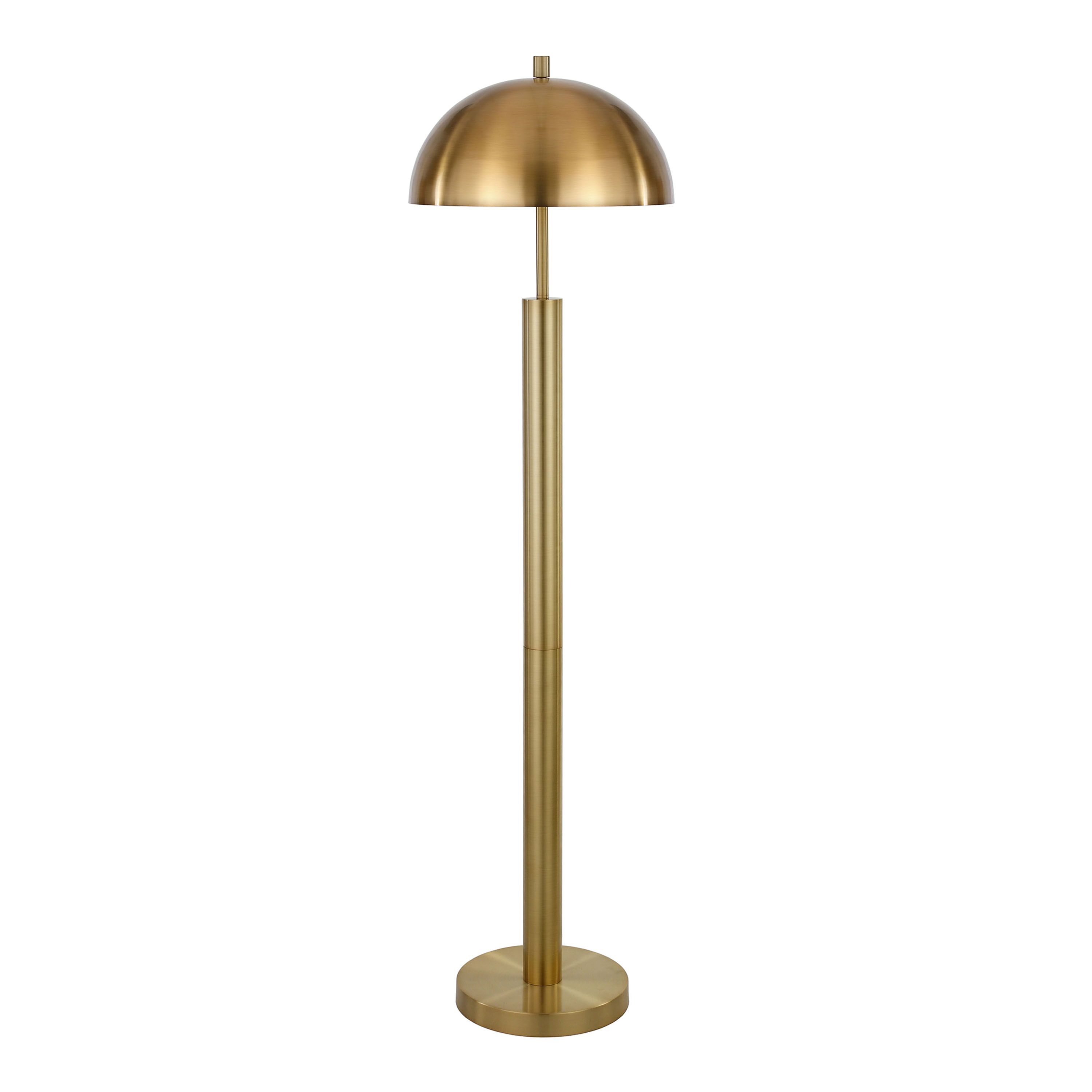 Drover Golden Brass Dome Mid Century Floor Lamp | World Market