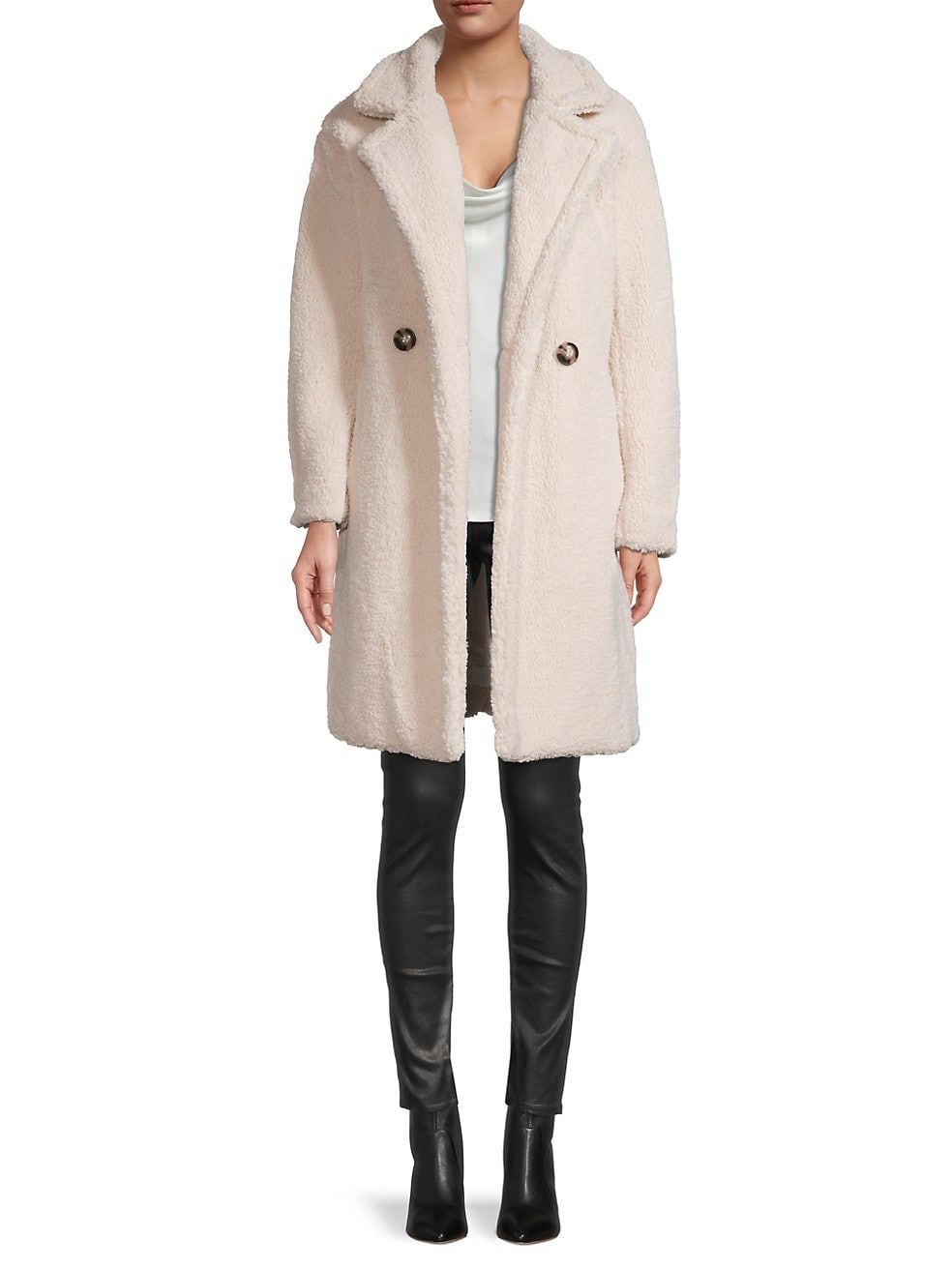 Anouck Double-Breasted Faux Shearling Coat | Saks Fifth Avenue