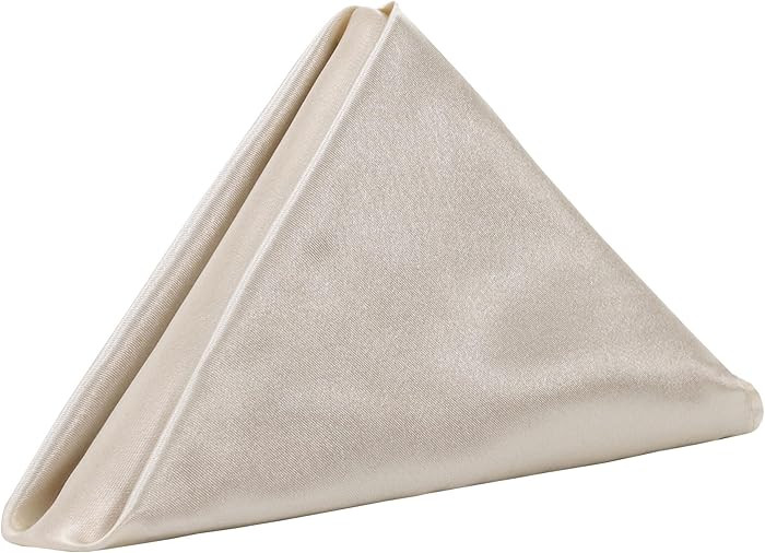 Your Chair Covers - 20 Inch (Pack of 10) Ivory Satin Oversized Cloth Napkins, Hemmed & Washable, ... | Amazon (US)