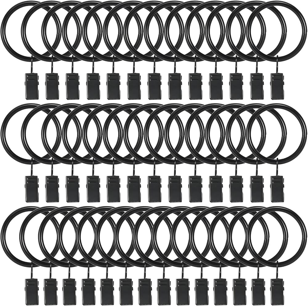 40 Pcs Curtain Hooks, Goowin1.5 inch Curtain Rings, Rustproof Curtain Rings with Clips, Metal Sol... | Amazon (CA)