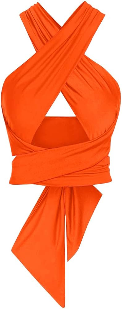 ZAFUL Ribbed Halter Crop Top Ruched Lace-up Cropped Cami Bandana Top Stitching Cropped Tank Top | Amazon (US)