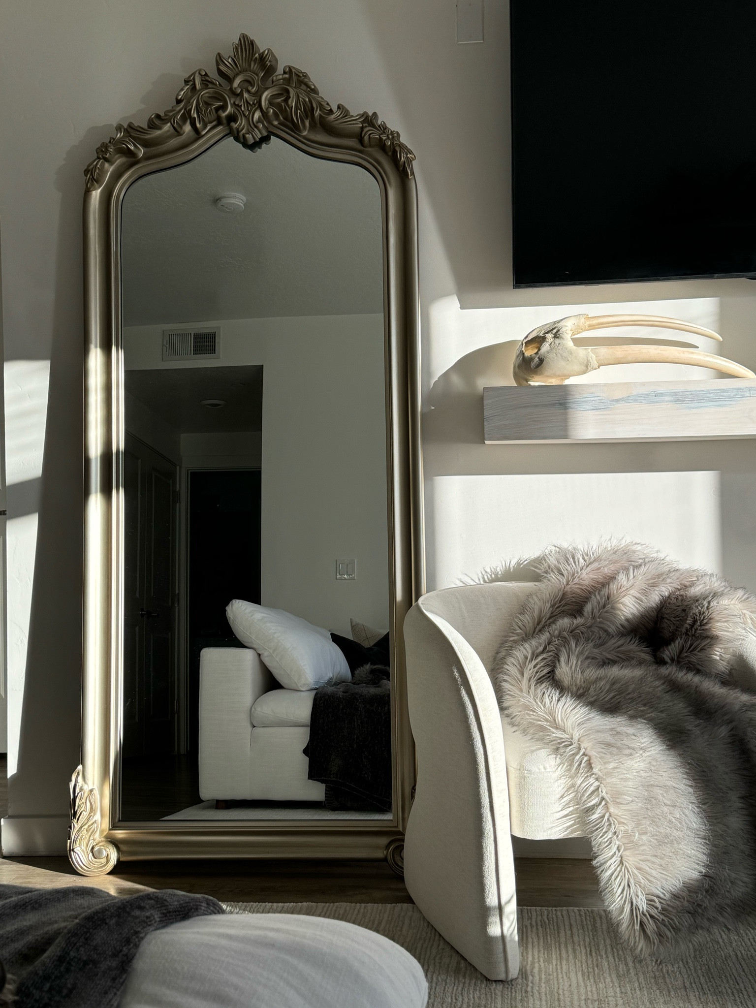 Cozy vibes 🤎 This is the Clair Chair from Arhaus but they discontinued it shortly after I purchased it. The fur throw is from West Elm but they also discontinued  I’ve linked some cute options from Wayfair and Arhaus to get a similar look along with dupes below.  

#LTKHome #LTKStyleTip #LTKHoliday