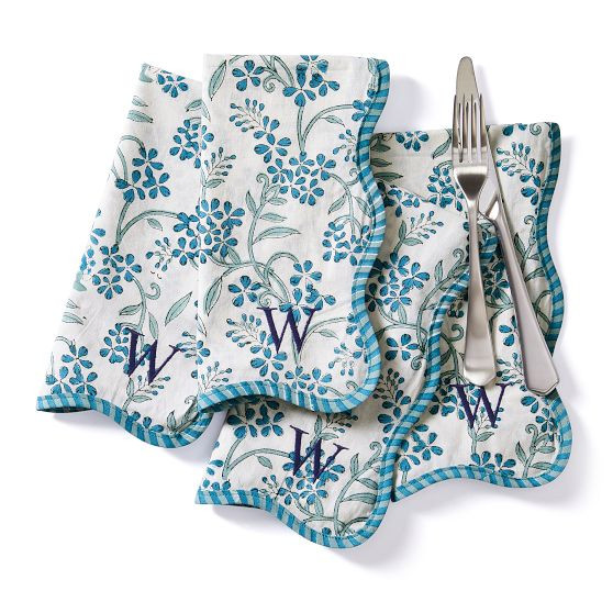 Scalloped Block Print Napkins, Set of 4 | Mark and Graham