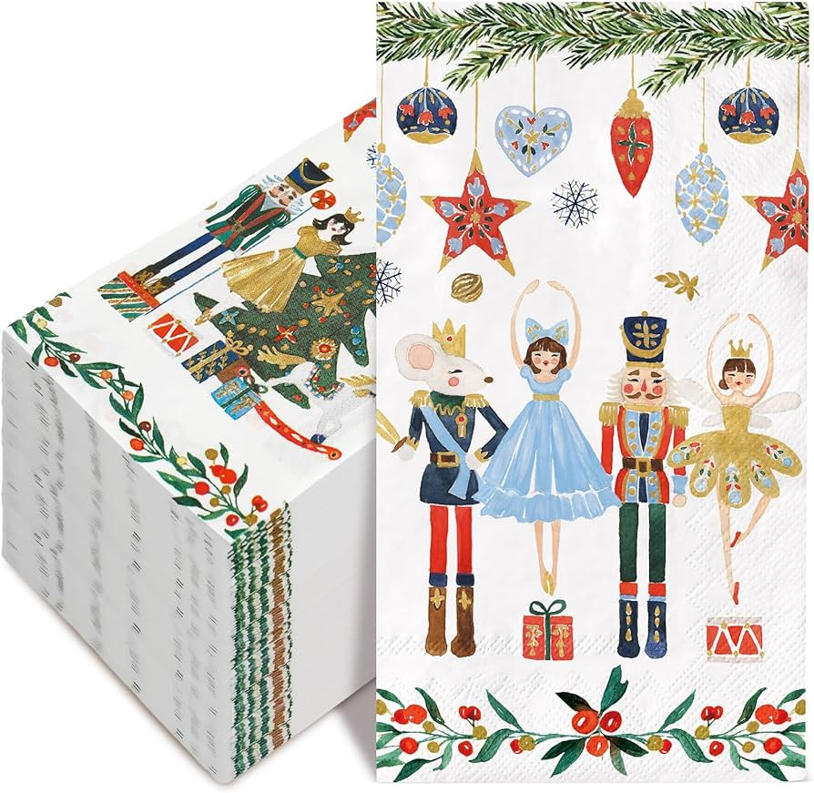 AnyDesign 80 Sheet Christmas Guest Napkins Watercolor Nutcracker Disposable Decorative Hand Paper... | Amazon (US)