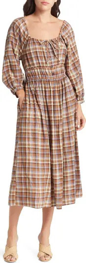 Madewell Sophia Long Sleeve Stretch Cotton Gauze Midi Dress | Nordstrom | Nordstrom