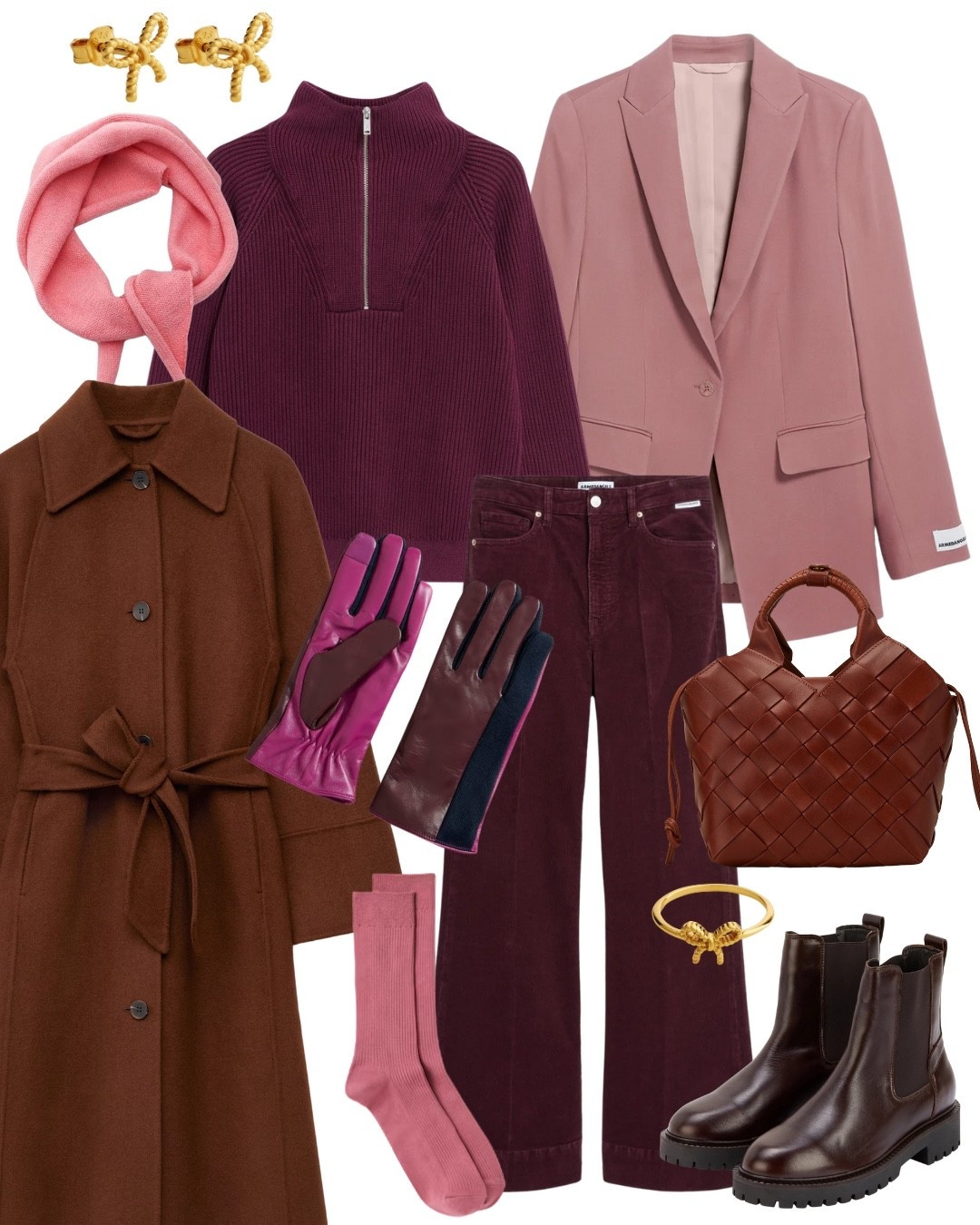 Herbst Style mit Trendfarbe Bordeaux, gestylt zu rosa und braun. 

#LTKdeutschland #LTKautumn #LTKwinter