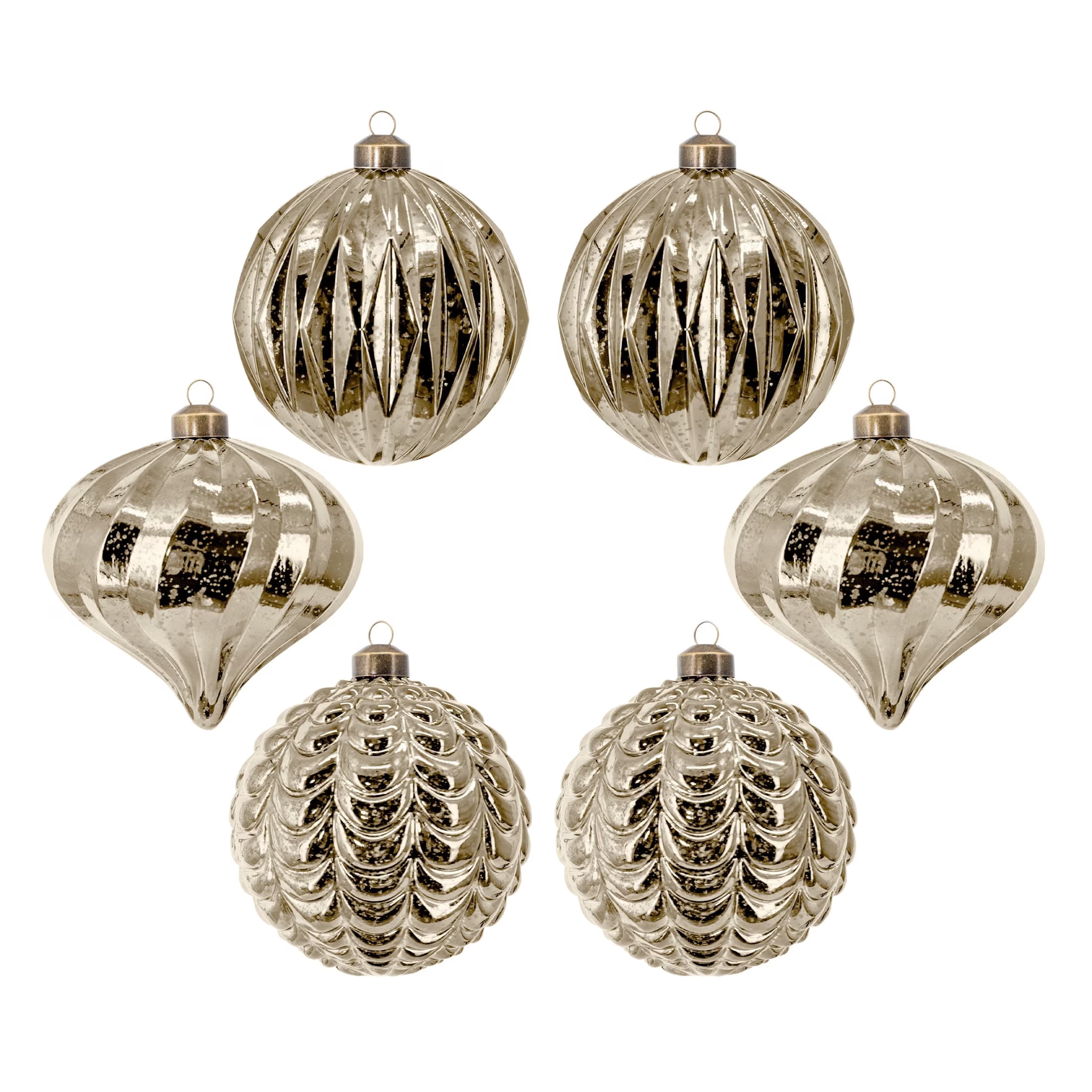 My Texas House 6-Count Gold Mercury-Style Shatterproof Christmas Ornaments | Walmart (US)