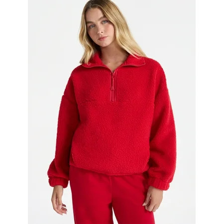 No Boundaries Plush Half-Zip Pullover Women s and Plus | Walmart (US)