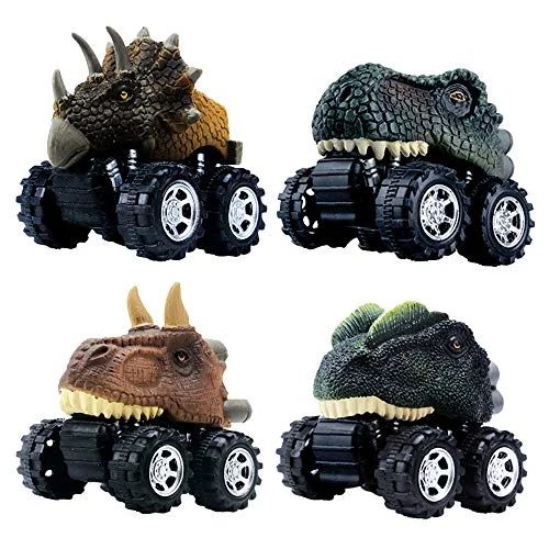 DINOBROS Pull Back Dinosaur Car Toys 4 Pack Dino Toys for 3 Year Old Boys and Toddlers T-Rex Dino... | Walmart (US)