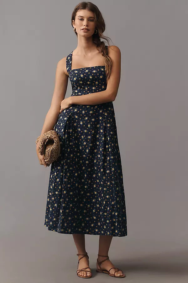 Printed A-Line Halter Midi Dress | Anthropologie (US)