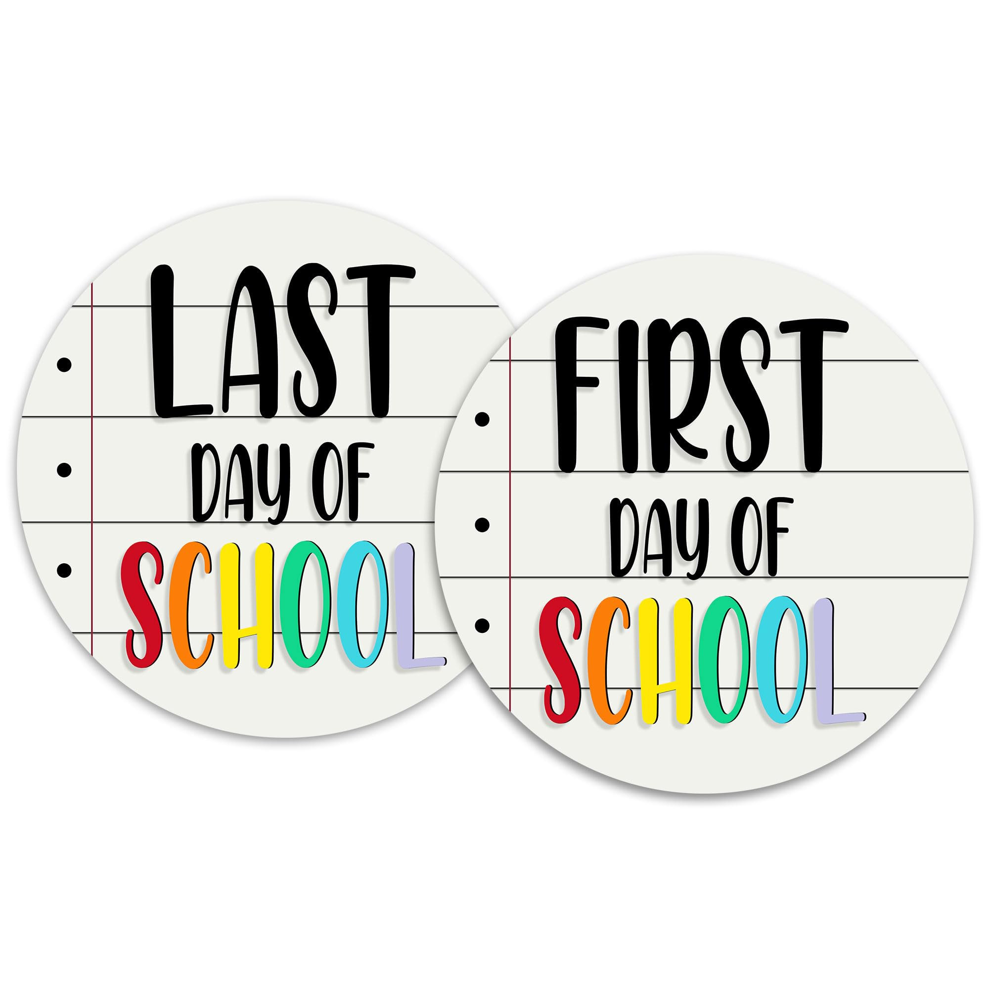 Amazon.com : MDPrints First And Last Day of School Board, 8" Round Wooden 2 Layers Double Sided, ... | Amazon (US)