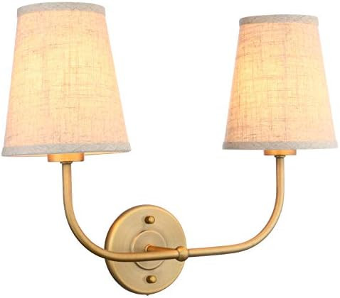 Permo Classic Double Sconce Antique Wall Sconce, 2-Light Flared Funnel Linen Beige Lampshade with... | Amazon (CA)