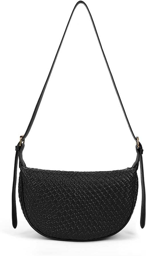 JQWYGB Woven Crossdbody Bag Vegan Leather Crescent Shoulder Bag for Woman Trendy Woven Hobo Sling... | Amazon (US)