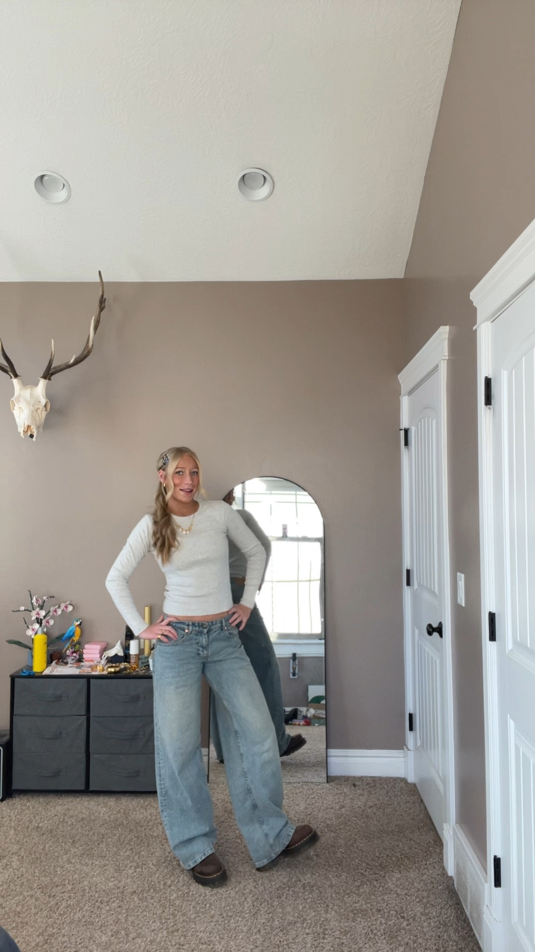 shirt is Brandy Melville and pants are actually Motel Rocks but the ones linked are just as good!