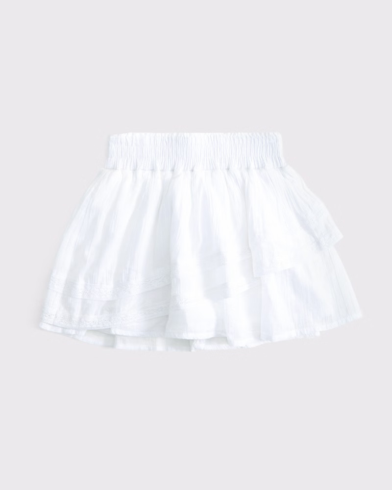 girls lace-trim tiered mini skort | girls matching sets | Abercrombie.com | Abercrombie & Fitch (US)