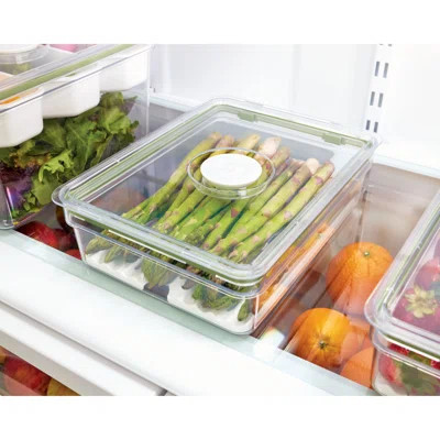 iDesign Large Short Produce Storage Bin with Insert Tray, 7.85” L x 10.5” W x 3” H, Clear Bin | Wayfair North America