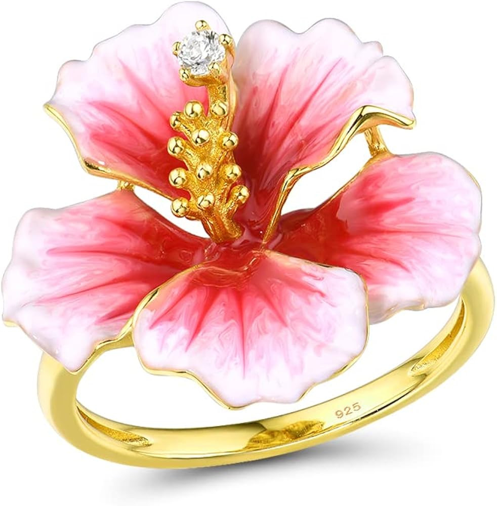 Santuzza 925 Sterling Silver Enamel Flower Ring for Women | Amazon (US)