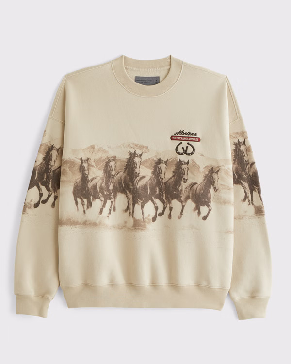 Men's Western Graphic Crew Sweatshirt | Men's Tops | Abercrombie.com | Abercrombie & Fitch (US)