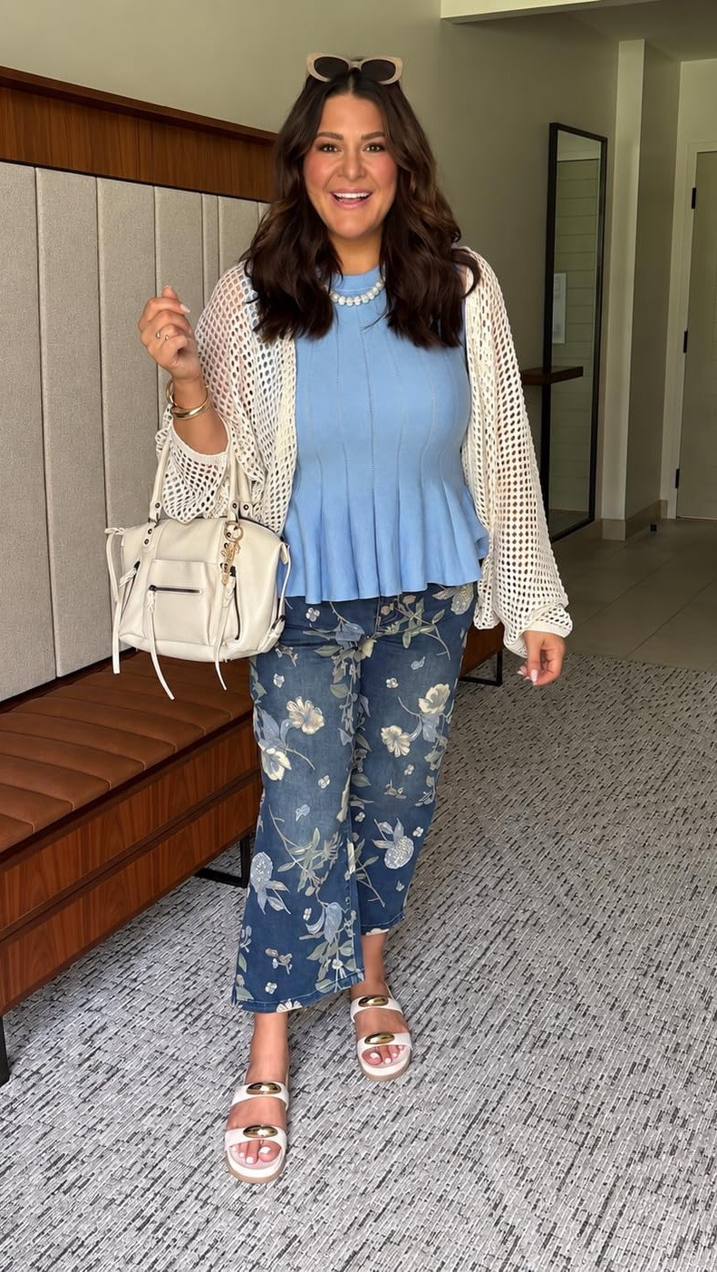 Size Large in everything. 

Comment “SHOP” and I’ll send you the links! These floral jeans are the kind of Amazon fashion find that make the entire outfit. I paired them with the prettiest blue peplum top, an easy crochet cardigan and neutral accessories and suddenly my Amazon outfit looks like I spent way more on it than I did.

#LTKgrwm #LTKootd #LTKMidsize