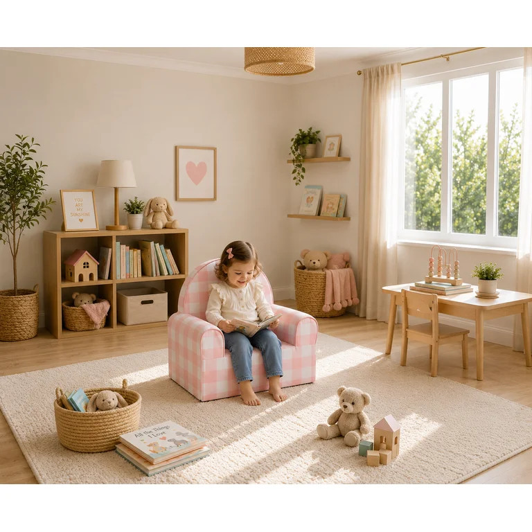 Little Next Toddler Pink Gingham Foam Chair | Walmart (US)