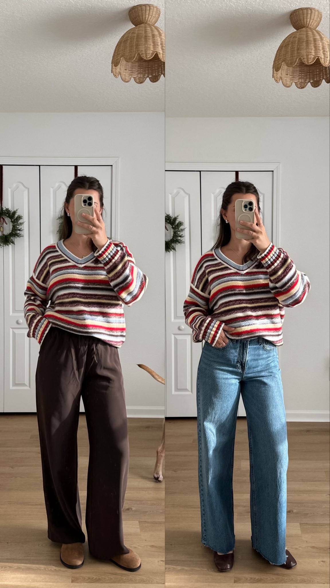 Fun striped sweater 2 ways! Abercrombie code: CYBERAF
Wearing size small (pretty oversized), XS brown pants, and 25 regular jeans 

#LTKootd #LTKCyberWeek #LTKHoliday