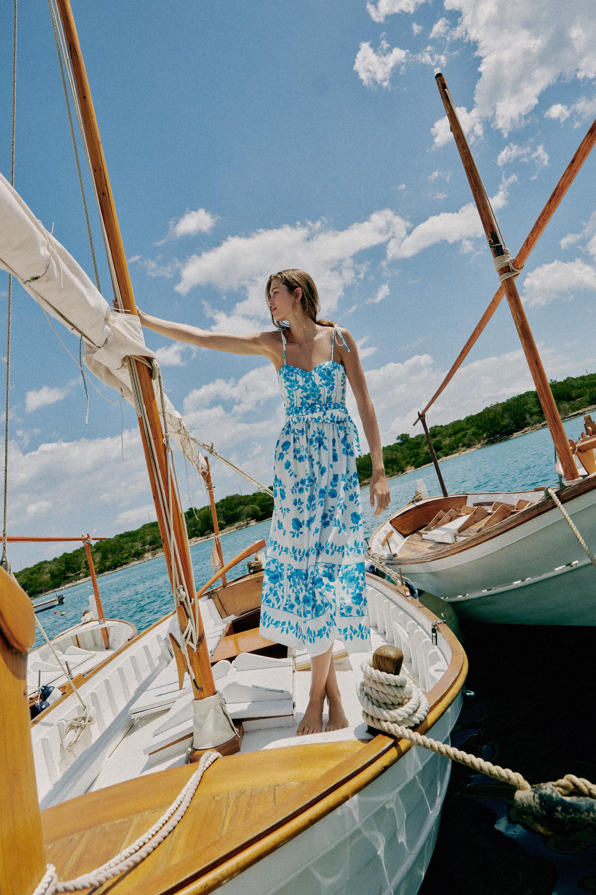 POPLIN PRINT MIDI DRESS | Zara US