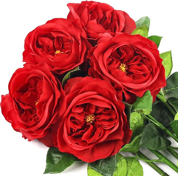 Fake Rosess, Peonies Artificial Flowers with Realistic Long Stem, Faux Flowers for DIY Bouquet, R... | Amazon (US)