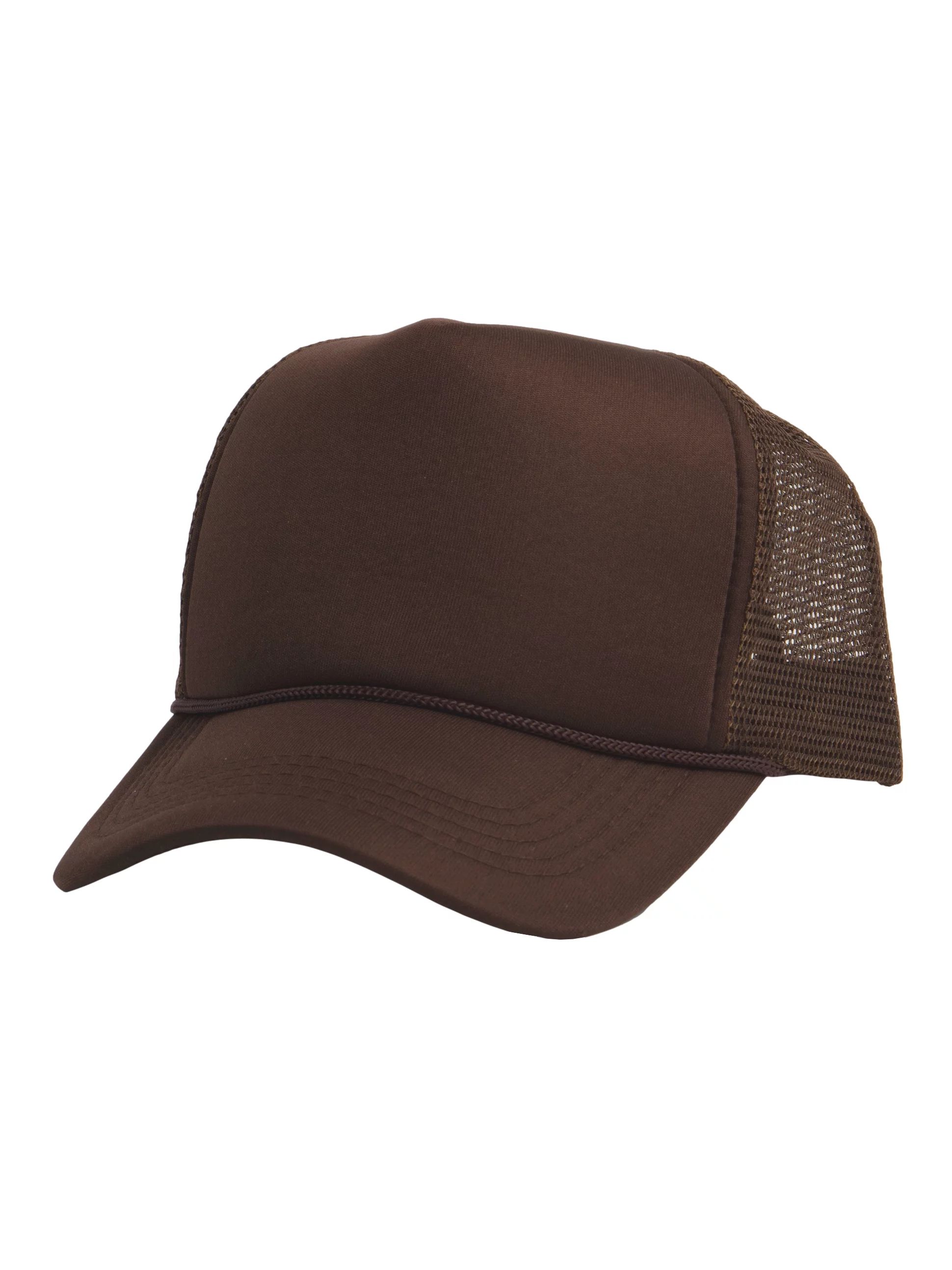 Top Headwear Blank Trucker Hat - Mens Trucker Hats Foam Mesh Snapback Brown - Walmart.com | Walmart (US)