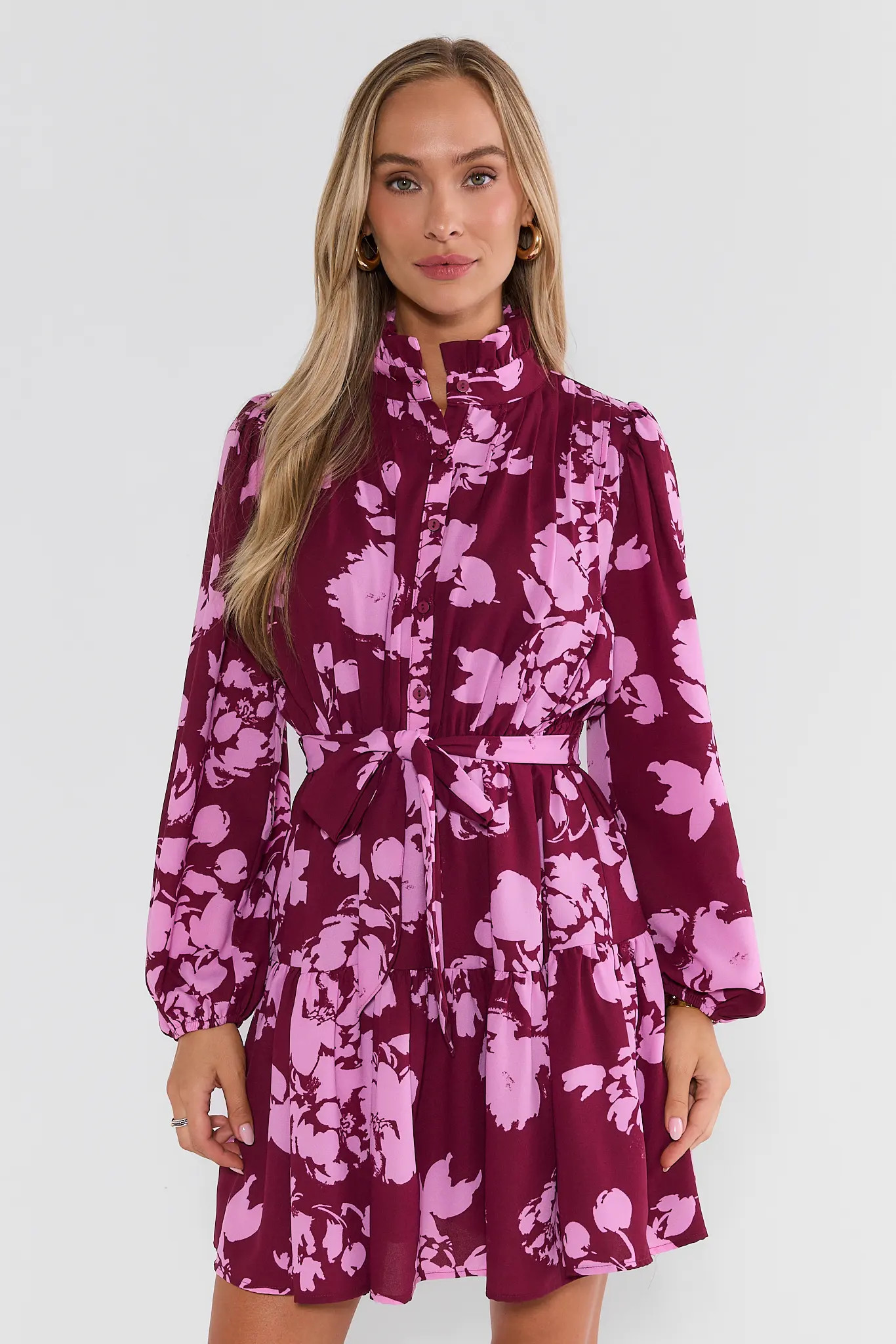 Lexi Maroon Floral Print Short Dress | Avara