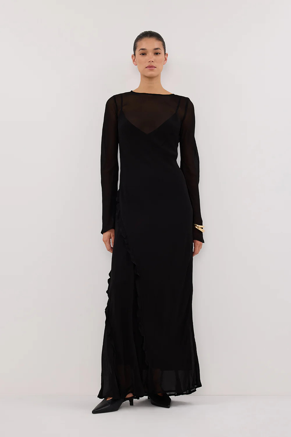 MARISSA BLACK LONG SLEEVE MAXI DRESS | DISSH