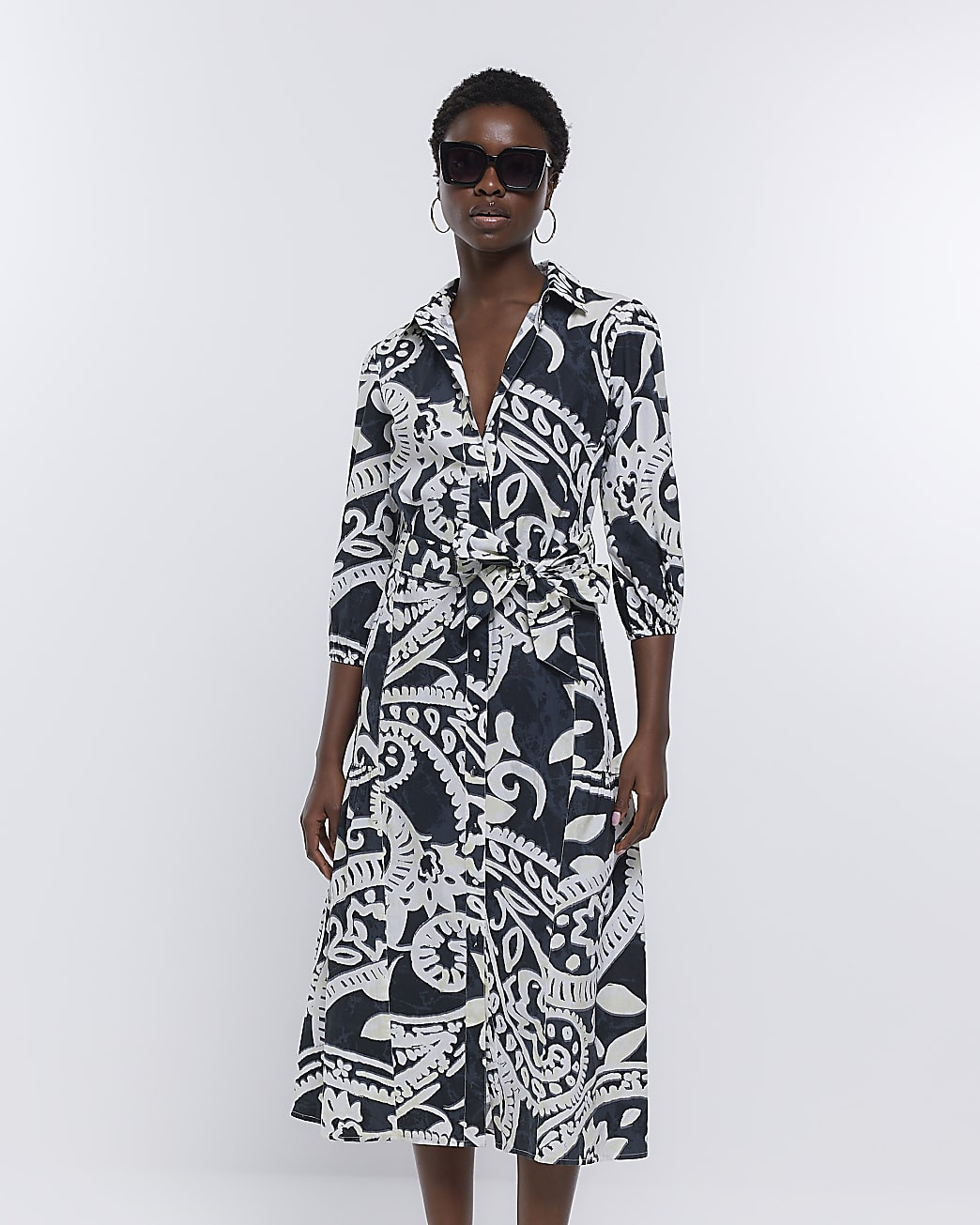 Black Midi Shirt Dress | River Island (UK & IE)