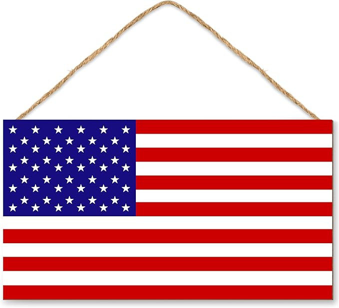 WTTORDE American Flag Door Hanging Sign，Farmhouse Patriotism Artwork Decorations Signs, Framed ... | Amazon (US)