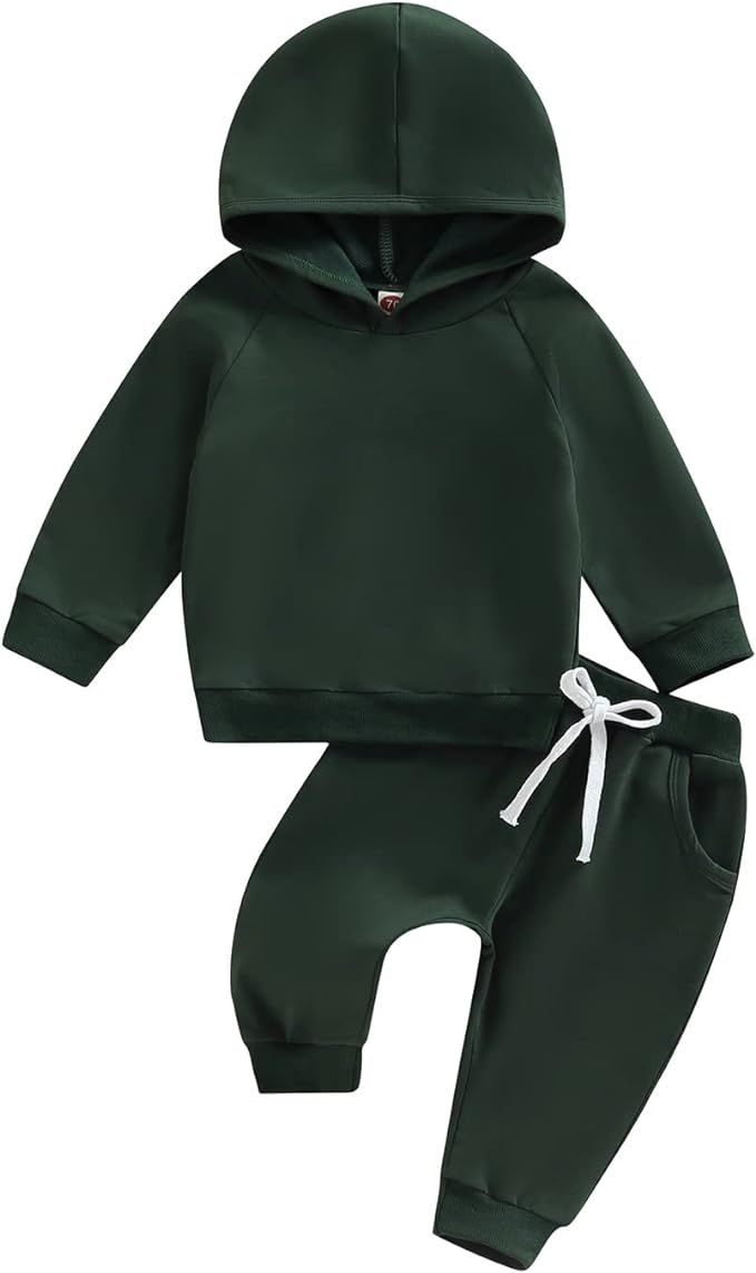 Endorothii Toddler Baby Boy Long Sleeve Solid Hoodies Sweatshirt Pants Outfit Set 2 Piece Sweatsu... | Amazon (US)