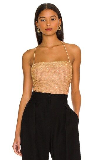 Olivia Sparkle Cami Bodysuit in Caramel | Revolve Clothing (Global)