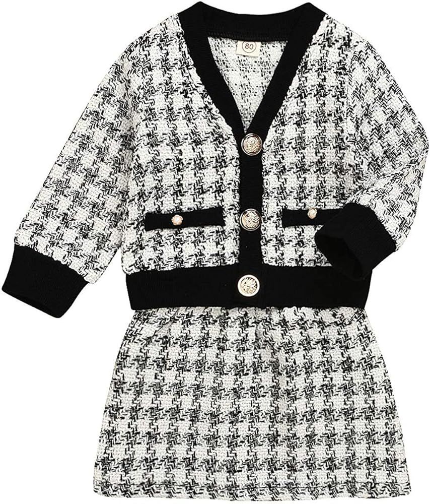 Toddler Kids Baby Girls Plaid Skirt Set Cardigan Jacket Coat + Tutu Dress Set Long Sleeve Outfits... | Amazon (US)