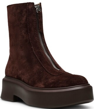 Jones Zip Front Suede Platform Booties | Dillard's