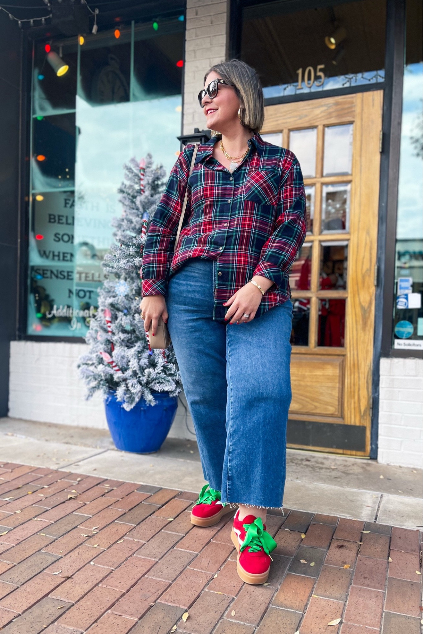 An easy casual holiday outfit for the weekend! This plus size plaid shirt is almost sold out so I scoured the internet to round up tons of options for you - all different sizes, prices, and retailers! Also linking these jeans and similar, along with fun sneakers and laces. 

#LTKPlusSize #LTKHoliday #LTKMidsize