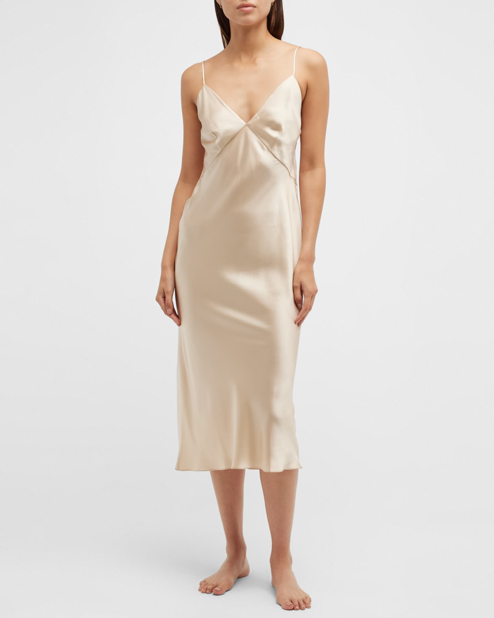 Olivia Von Halle Issa V-Neck Silk Slip Dress | Neiman Marcus