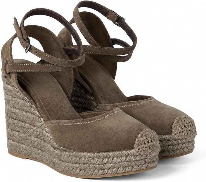 Platform Suede Wedge Sandals for Women Closed Toe Espadrilles Wedges Heels With Adjustable Buckle | Amazon (US)